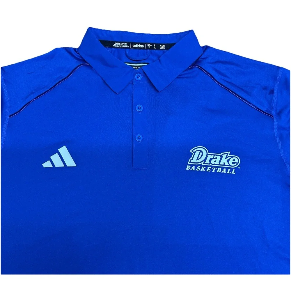 NWT Adidas Aeroready Royal Blue Button Up Polo Shirt Drake Basketball Men's XL‎